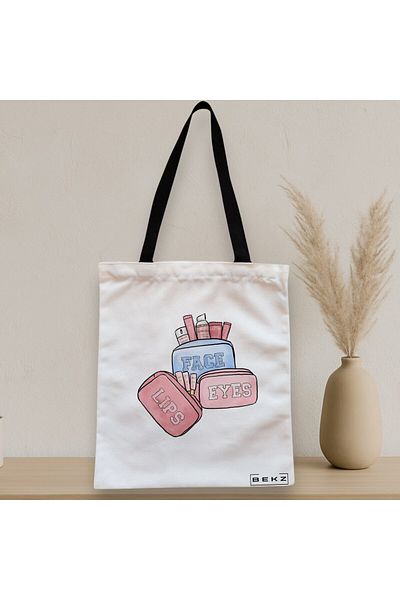 BEKZ Textile Bag With Zipper, Tote Bag Travel Girl 11, 38x34.5 Cm, ​​White, ®