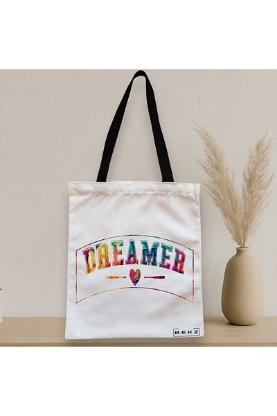 BEKZ Textile Bag With Zipper, Tote Bag, Dreamer Model, 38x34.5 Cm, ​​White, ®