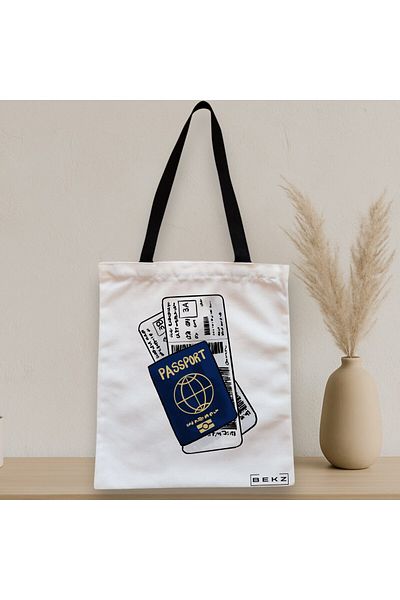 BEKZ Textile Bag With Zipper, Tote Bag Travel Girl 17, 38x34.5 Cm, ​​White, ®