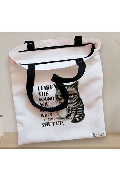 BEKZ Textile Bag With Zipper, Tote Bag, Model I Like The Sound You Make When You Shut Up, 38 X 34.5