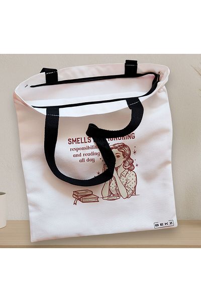 BEKZ Textile Bag With Zipper, Tote Bag, Smells Like Ignoring Responsibilities Pattern 38 X 34.5 Cm, ​​Al