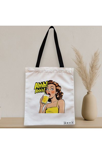 BEKZ Textile Bag With Zipper, Tote Bag, Model Sip And Style 3 38 X 34.5 Cm, ​​White, ®