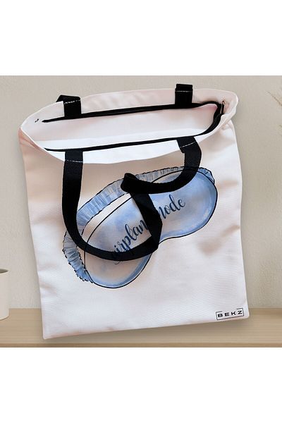 BEKZ Sacosa Textila Cu Fermoar, Geanta Tote Travel Girl 17, 38x34.5 Cm, Alba, ®