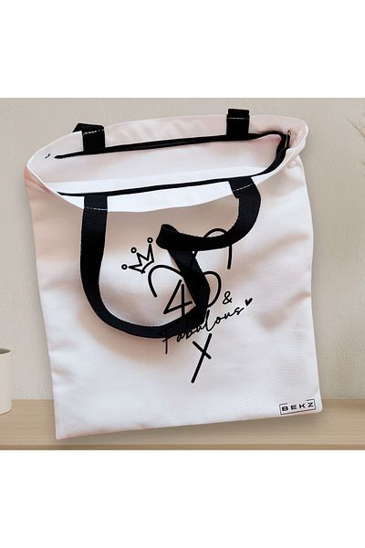 BEKZ Textile Bag With Zipper, Tote Bag, Model 40 & Fabulous 38 X 34.5 Cm, ​​White, ®