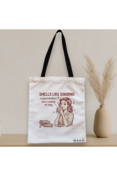 BEKZ Textile Bag With Zipper, Tote Bag, Smells Like Ignoring Responsibilities Pattern 38 X 34.5 Cm, ​​Al
