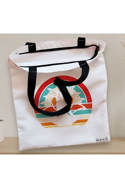 BEKZ Sacosa Textila Cu Fermoar, Geanta Tote Yoga 18, 38x34.5 Cm, Alba, ®