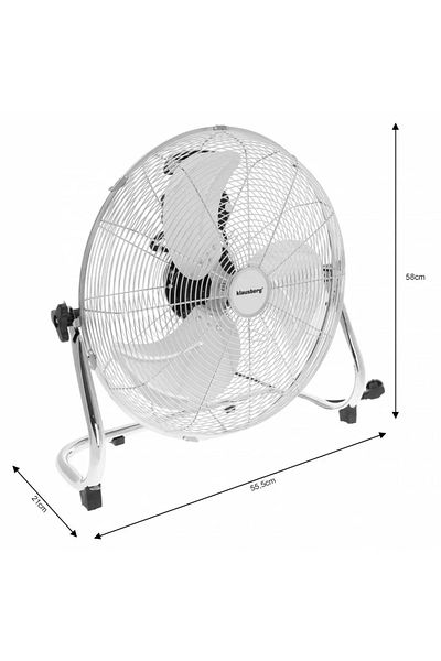 Klausberg Ventilator de podea KB7471, 45 cm, din metal argintiu, lame din aluminiu, 100 W