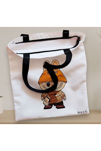 BEKZ Textile Bag With Zipper, Tote Bag, Model Labubu 14 38 X 34.5 Cm, ​​White, ®