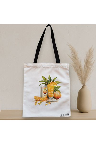 BEKZ Textile Bag With Zipper, Tote Bag, Books And Summer Model 38 X 34.5 Cm, ​​White, ®