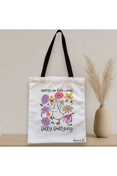 BEKZ Textile Bag With Zipper, Tote Bag, Model Sorry I’m Late I Was Dilly Dallying 2 38 X 34.5 Cm, ​​Al