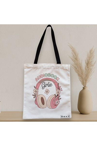 BEKZ Textile Bag With Zipper, Tote Bag, Audiobook Girlie 2 Model 38 X 34.5 Cm, ​​White, ®