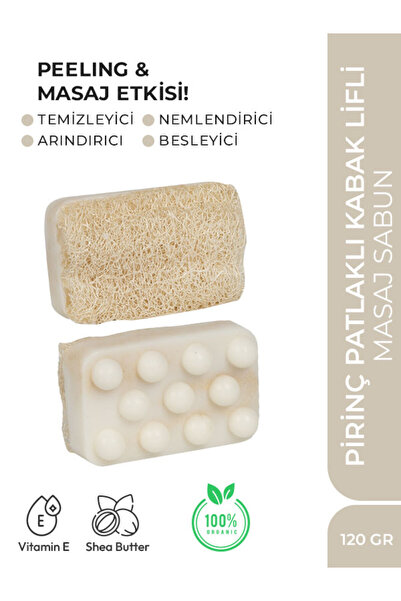 Cilt Beyazlatıcı Etkili Pirinç Patlaklı Doğal Kabak Lifli Sabun - 120gr