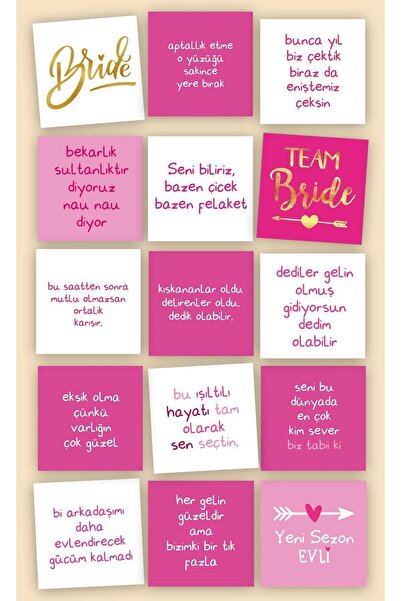 Pankart Evi Bekarlığa Veda Partisi 15 Adet Eğlenceli Motto Kart Seti - Bride ...