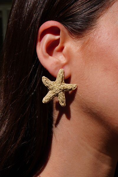 Rumon Straw Knitted Star Earrings