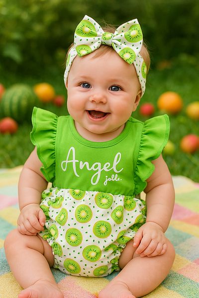 Amur Baby Girl Fruit Patterned Bandana Romper Jumpsuit