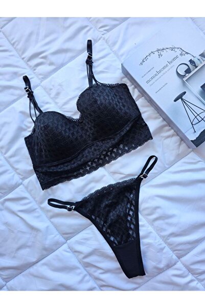 ARONA Dantelli Siyah Destekli Sütyen Takımı