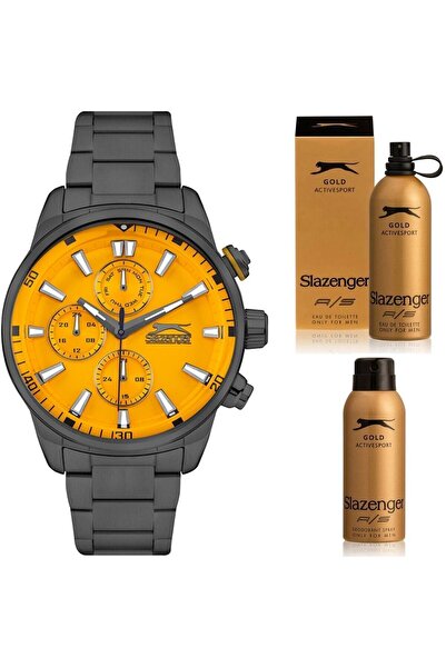Slazenger Erkek Kol Saati Parfüm Hediye Seti - 5 ATM Su Geçirmez - 2 Yıl Gara...