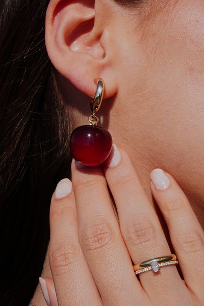 Rumon Gold Detailed Cherry Earrings