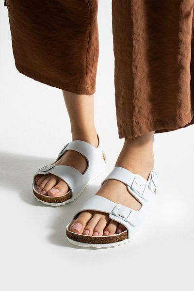 COMFORT OF PANTOFOLE CORK SOLE WHITE SANDALS