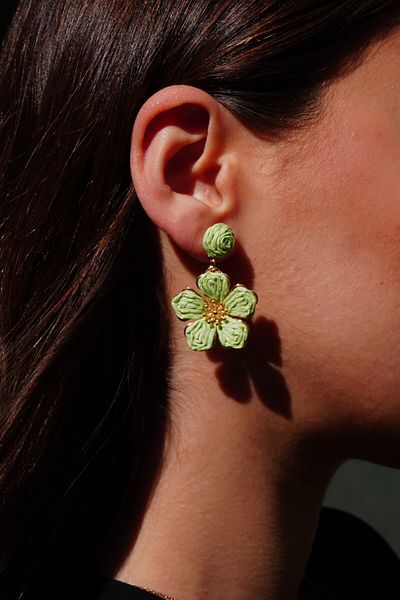 Rumon Hanging Braided Straw Flower Earrings