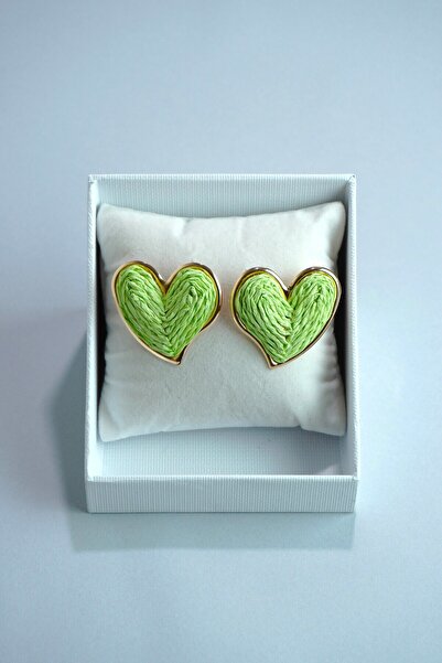 Rumon Hasır Örgü Kalp Küpe