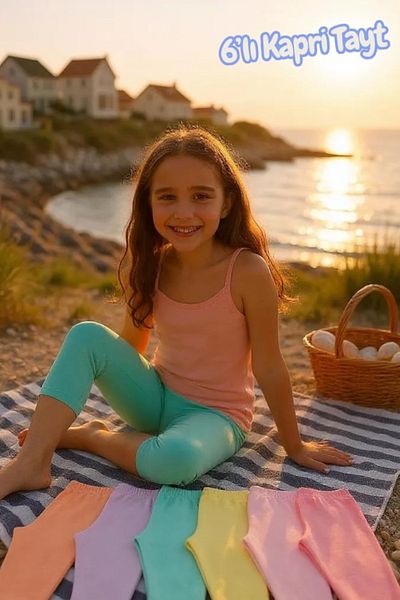 Katmirra Pachet de 6 jambiere capri pentru fete de culoare moale - Magazin de vânzări de lenjerie intima Dondeza & Tutku