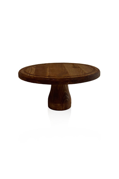 MERALP 28 Cm Ahşap 12 Cm Ayaklı Yuvarlak Pasta Sunum Servis Tabağı
