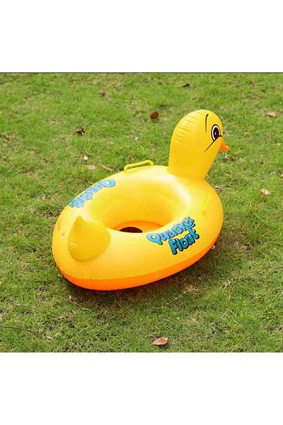 ELZATOYS Baby Boat Inflatable Duck Children's Life Buoy.4,6 Years.80X60 cm Yellow