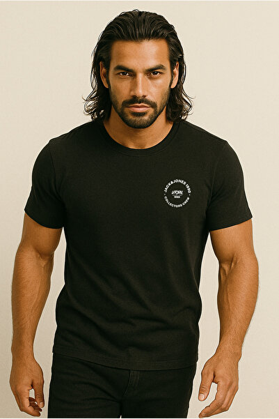 Jack & Jones Erkek Logo Baskılı Tişört Siyah