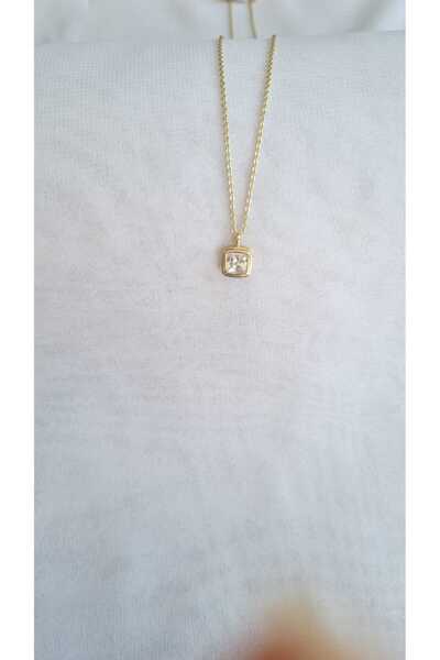 İNİTİUM Xuping 14K Altın Kaplama Minimal Kare Gold Kolye