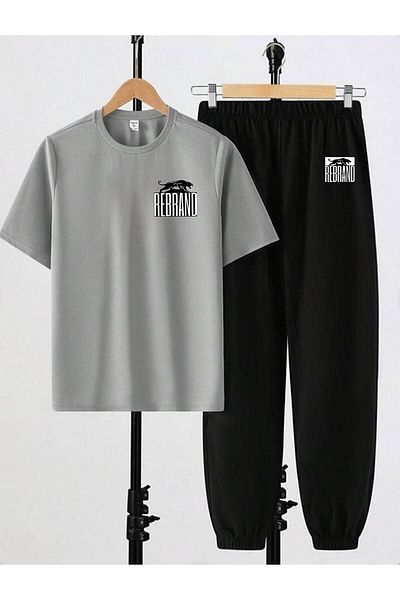 REBRAND Sportswear Oversize T-Shirt Set - Printed Top and Bottom Tracksuit