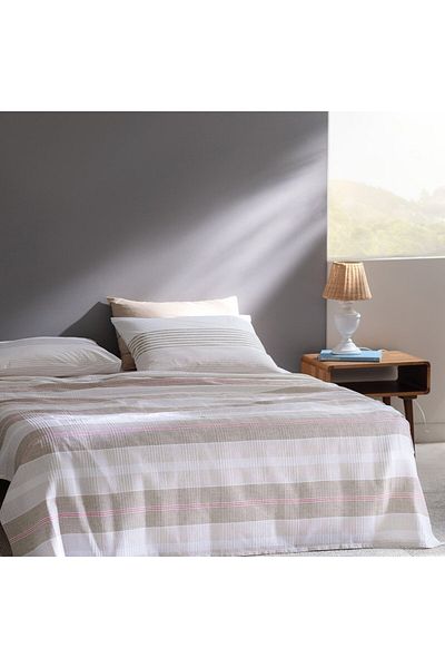 Madame Coco Henri Doppeltes Ecocell-Piqué-Set mit Druck - Beige