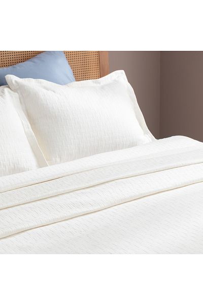 Madame Coco Berthe Doppelbett-Tagesdecke – Yacht-Kollektion – Weiß