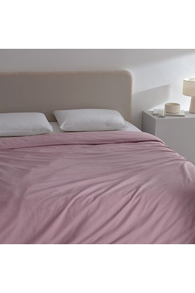 Madame Coco Manon Ranforce Bettbezug, 100 % Baumwolle, Kingsize, einfarbig, Hellpflaume