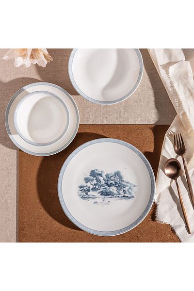Madame Coco Marcel 24-teiliges Tafelservice für 6 Personen - Blau/Weiß