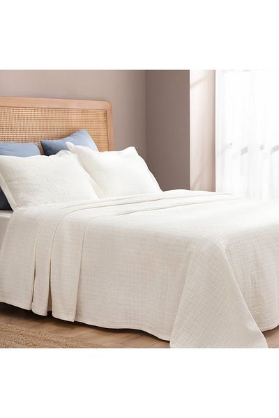 Madame Coco Berthe Doppelbett-Tagesdecke – Yacht-Kollektion – Weiß
