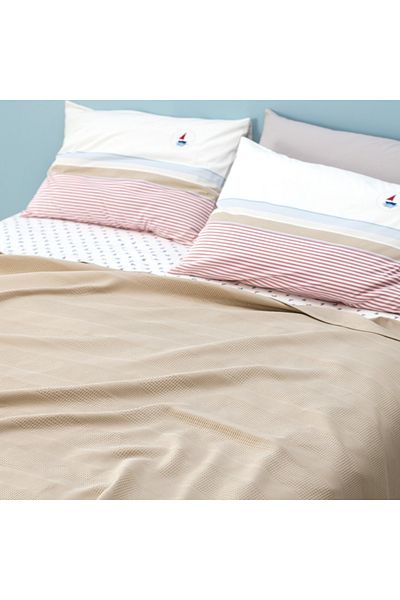 Madame Coco Mathilda Bettwäsche-Set für Doppelbett, Ecocell-Baumwolle, einfarbig, Beige