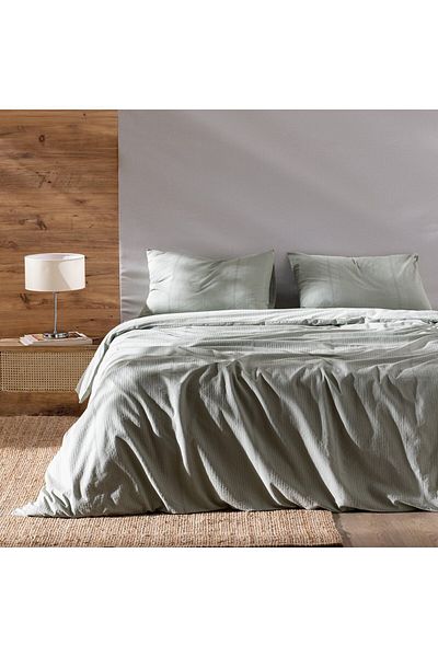 Madame Coco Rosalie Bettbezug-Set, Kingsize, 100 % Baumwolle, Dobby-Muster, Khaki