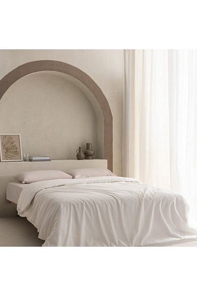 Madame Coco Manon Double 100 % Baumwolle Ranforce Plain Bettbezug – Ecru