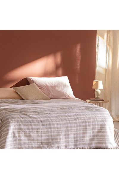 Madame Coco Darvell Doppeldecke aus Ecocell-Baumwolle mit Aufdruck - Beige