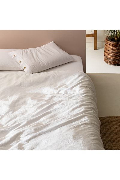 Madame Coco Linda, waschbares Seersucker-Bettbezug-Set, Kingsize, Weiß