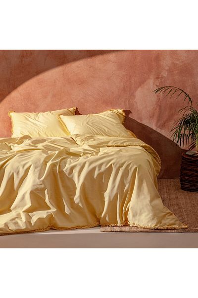 Madame Coco Sona Bettbezug-Set mit Quasten, Kingsize, Gelb