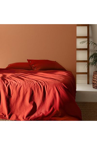 Madame Coco Linda Einzelbettbezug-Set aus waschbarem Seersucker - Orange