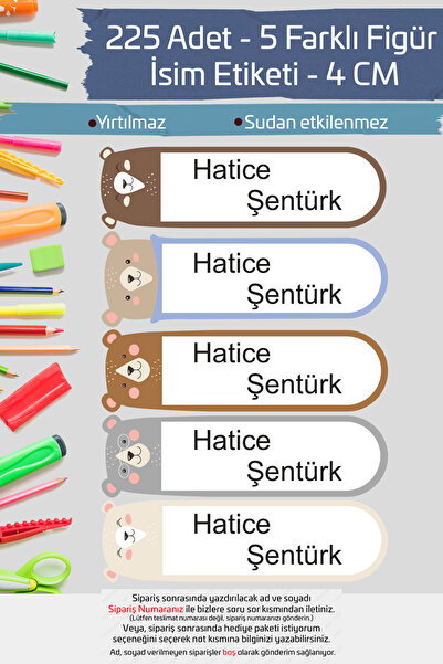 hdsticker İsme Özel Okul Etiketi Kalem Defter Etiketi Özel İsim Yazılabilen S...