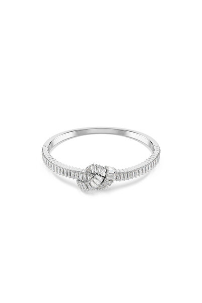 Swarovski Matrix Bileklik, Baget kesim, Düğüm, Beyaz, Rodyum kaplama