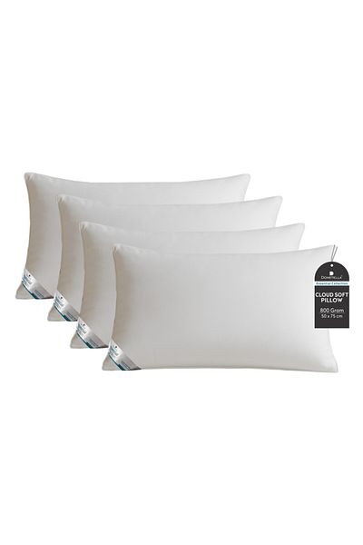 Donetella Pillow 800 Gms – Size 50x75 cm, Microfiber Fabric, Down Alternative Filling, Pack of 4