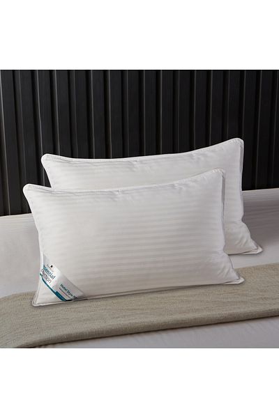 Donetella 1200 Gms Pillow - 50x75 Cm Hotel Style 100% Cotton - Gel Fiber Filling Pack Of 2