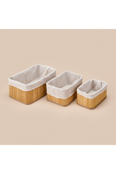Simple Living Living Bamboo 3-Piece Organizer Basket - Beige