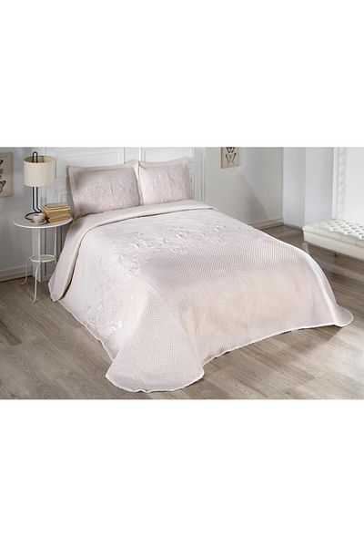 Karna Home Jacquard Panel Patterned Floven Bedspread