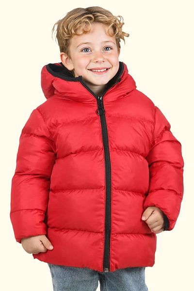 Royalside Boy's Red Inner Fleece Hooded Waterproof Wind Resistant Inflatable Winter Jacket & Coat